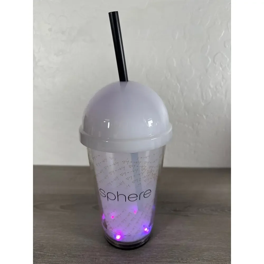 Sphere‎ Las Vegas Souvenir Cup 20z Tumbler W/ Lid Multicolored Lights Concerts